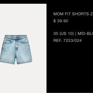 Zara Mid-Blue Mom Fit Shorts
